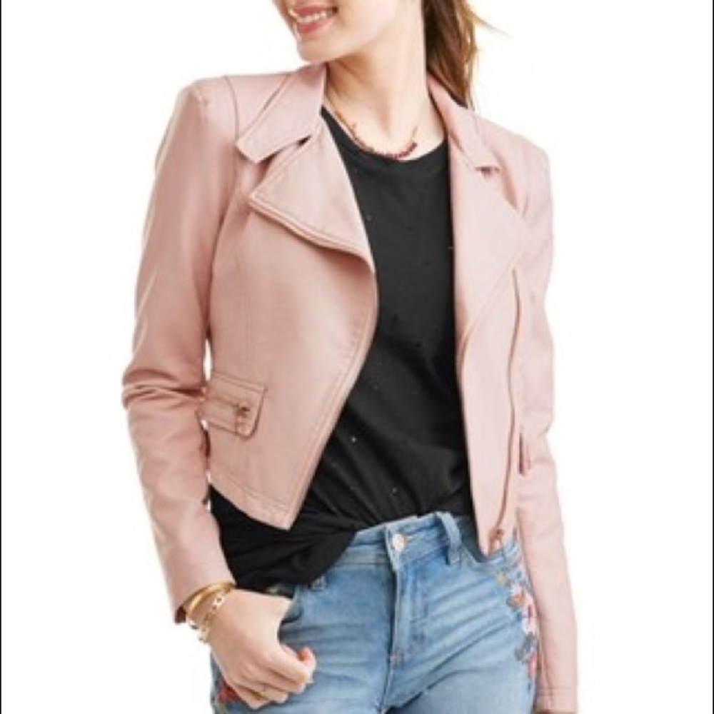 Baby pink leather jacket